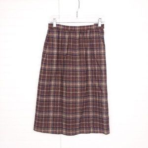 VTG 1970 Young Pendleton 100% Wool Brown Tartan Plaid Academia Midi Pencil Skirt